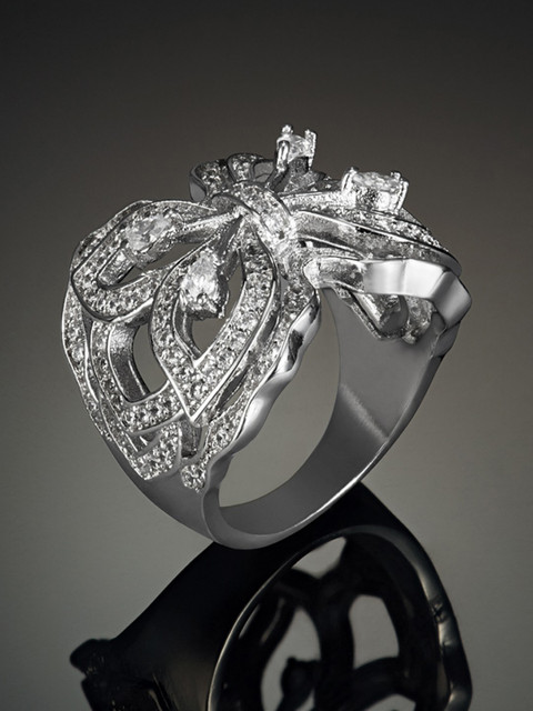 

Shaze Women Silver-Toned Cubic Zirconia Studded Ring