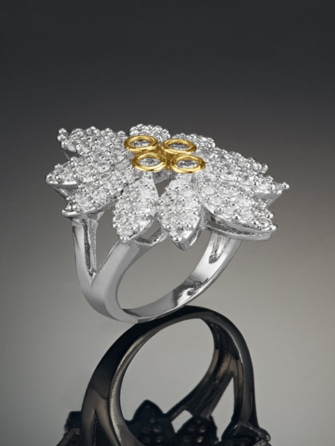 

Shaze Women Silver-Toned Cubic Zirconia Studded Ring
