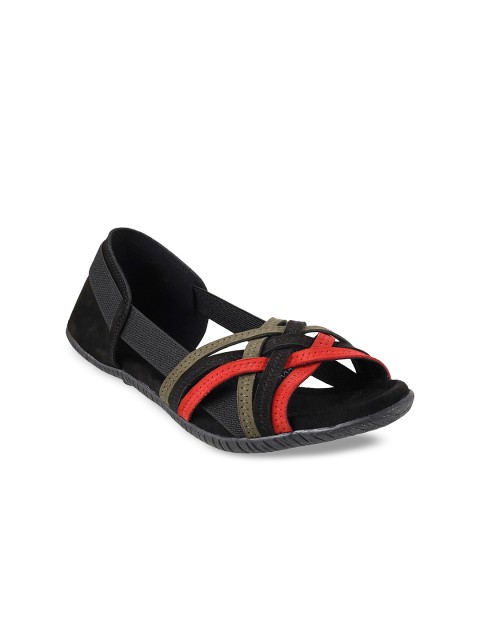 

Mochi Women Black Colourblocked Synthetic Open Toe Flats
