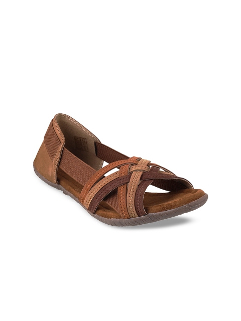 

Mochi Women Brown & Burgundy Textured Synthetic Open Toe Flats