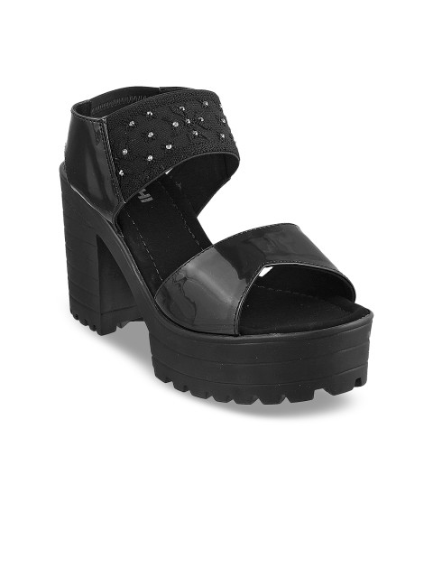 

Mochi Women Black Solid Sandals