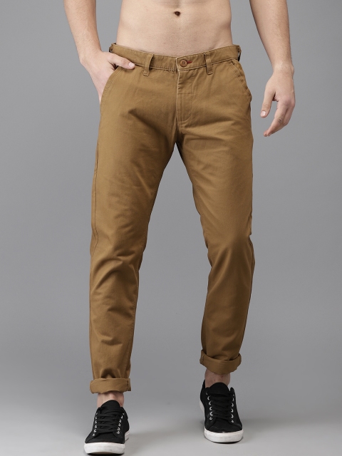 

Flying Machine Men Khaki Slim Fit Solid Regular Trousers
