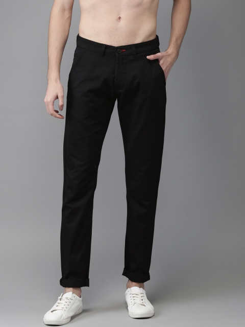 

Flying Machine Men Black Super Slim Fit Solid Regular Trousers