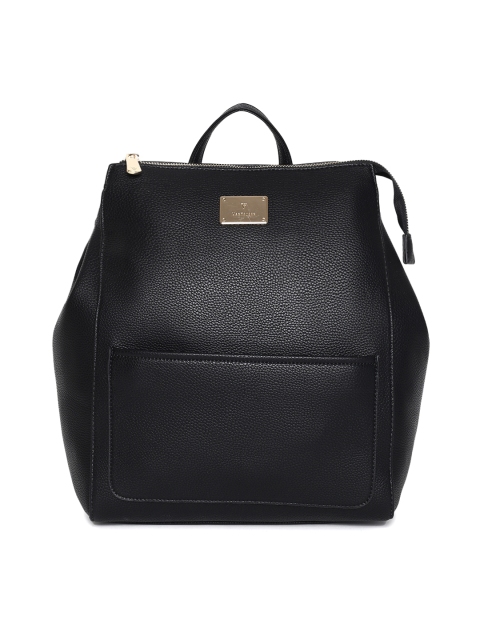 

Van Heusen Black Solid Textured Backpack