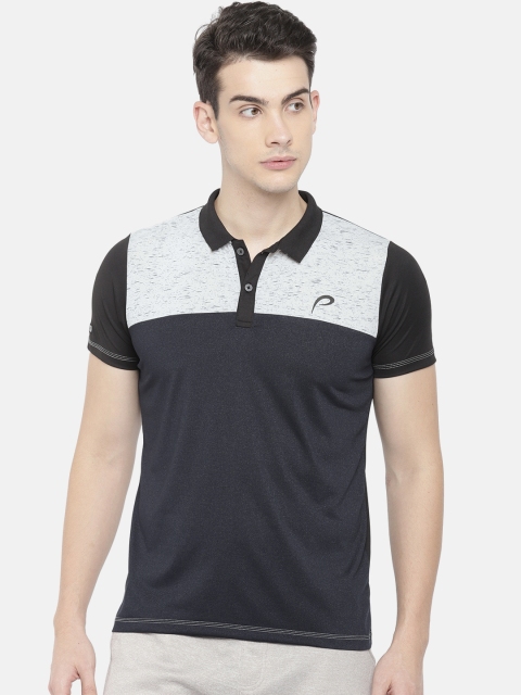 

Proline Active Men Navy Blue & Black Colourblocked Polo Collar T-shirt