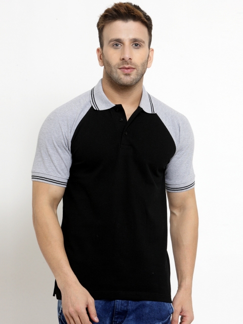 

SCOTT INTERNATIONAL Men Black Solid Polo Collar T-shirt