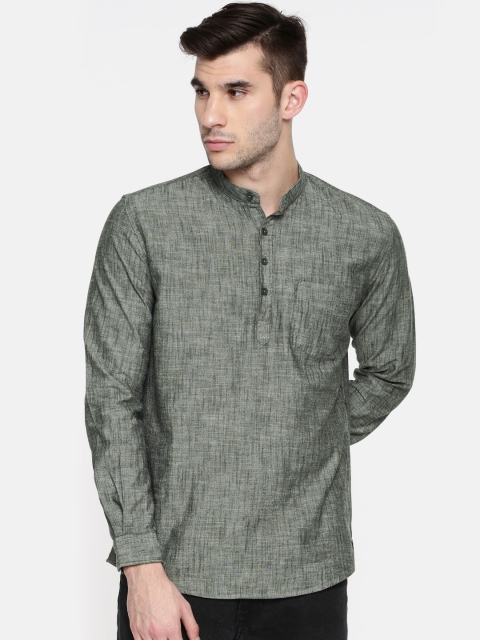 

British Club Men Grey Solid Straight Kurta