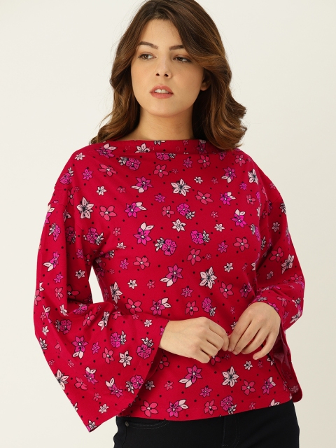 

United Colors of Benetton Women Red Printed Top