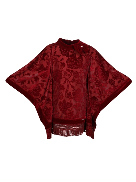 

CUTECUMBER Girls Red Self Design Kaftan Top