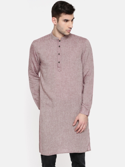

British Club Men Purple Solid Straight Kurta