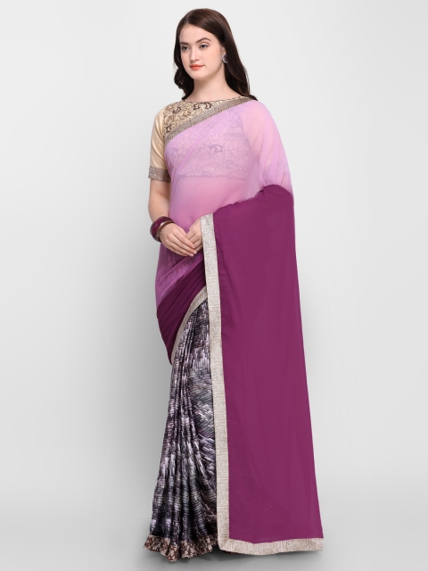 

Shaily Multicoloured & Mauve Satin Embellished Saree, Multi