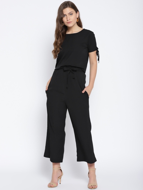 

Cottinfab Women Black Solid Top with Parallel Trousers