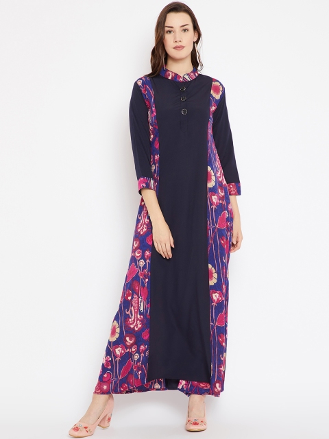 

Cottinfab Women Navy Blue Solid Maxi Dress