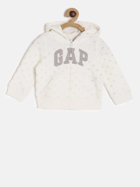 

GAP Girls' White Printed Logo Hoodie Sweatshirt
