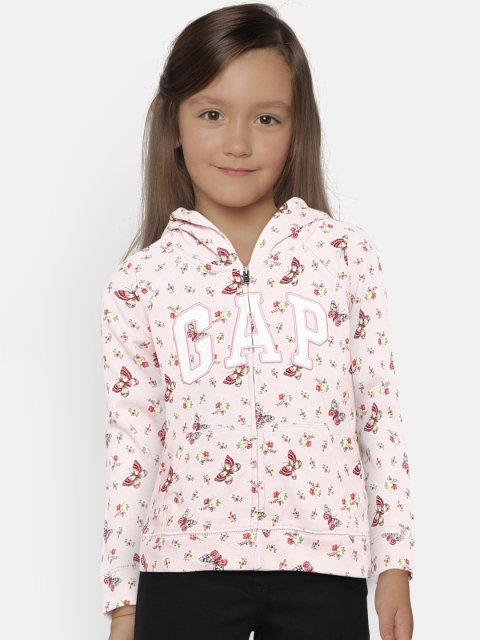 

GAP Girls' Pink Printed Logo Hoodie Sweatshirt