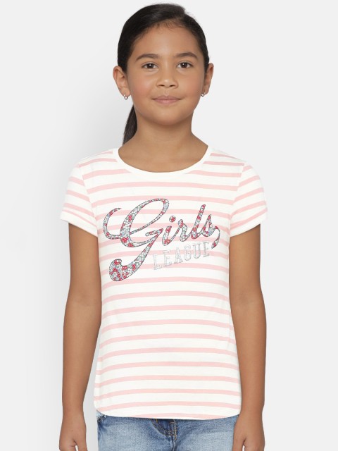 

GAP Girls' Pink Graphic Roll-Sleeve T-Shirt