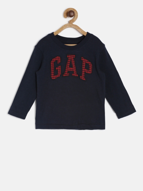 

GAP Boys' Long Sleeve Logo Tee, Navy blue