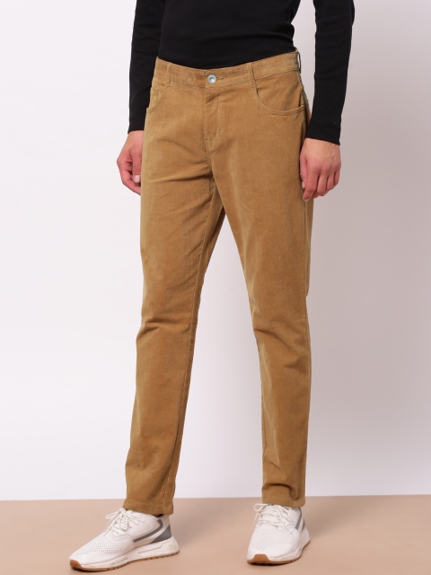 

ether Men Brown Slim Fit Corduroy Trousers