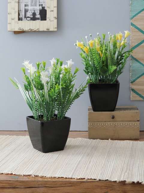 

Foliyaj Set of 2 White & Yellow Artificial Plants