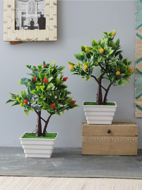 

Foliyaj Set of 2 Red & Yellow Artificial Plants