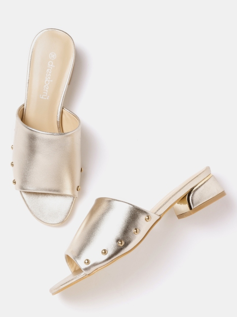 

DressBerry Women Gold-Toned Solid Heels