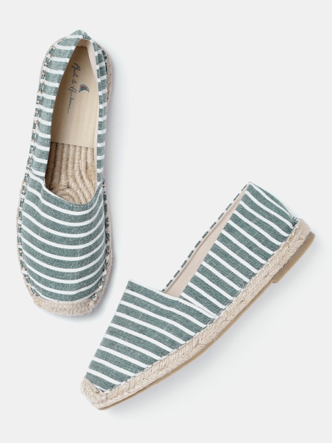 

Mast & Harbour Women Green & White Striped Espadrilles