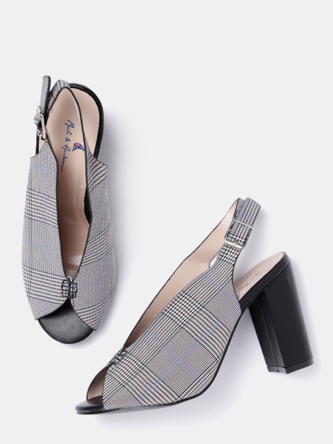 

Mast & Harbour Women Black & Off-White Woven Design Block Heels