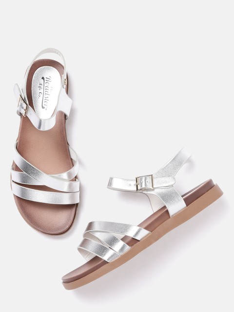 

Roadster Women Silver-Toned Solid Open Toe Flats