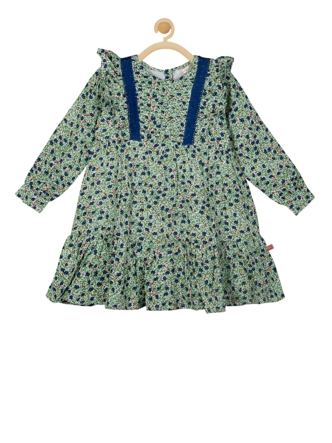 

Budding Bees Girls Green Printed Fit and Flare Dress