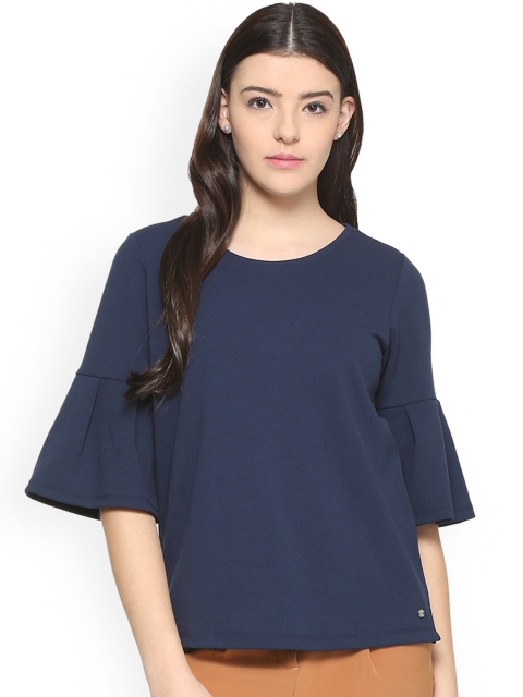 

Allen Solly Woman Navy Blue Solid A-Line Top