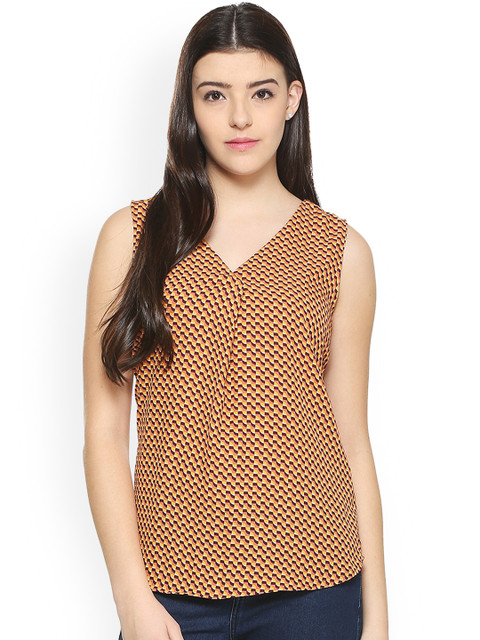 

Allen Solly Woman Brown & Beige Printed Top