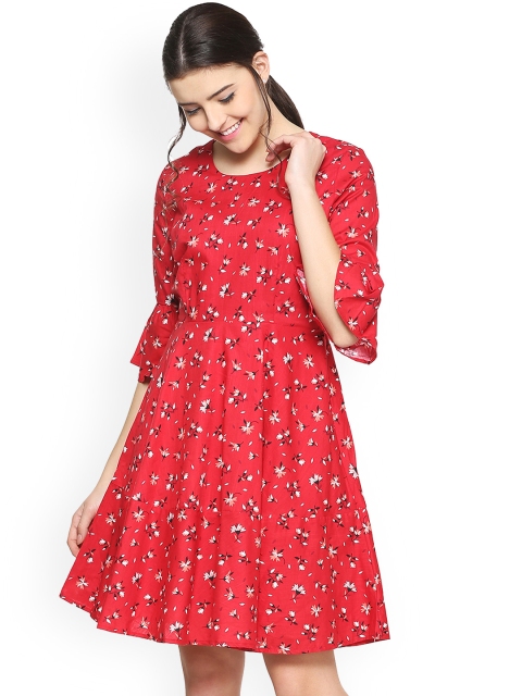 

Allen Solly Woman Red Printed Fit and Flare Dress