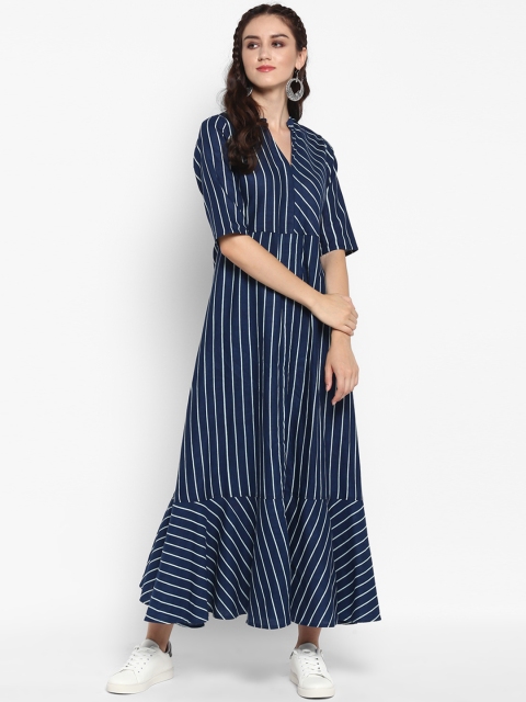 

Varanga Women Blue Striped Maxi Dress
