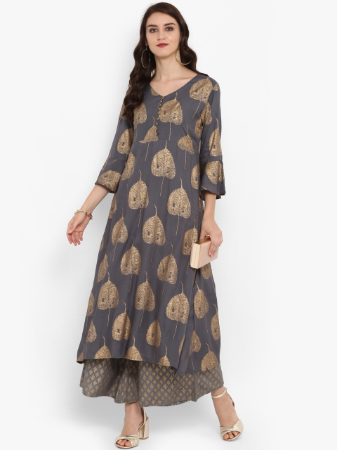 

Varanga Women Grey Printed Kurta with Palazzos