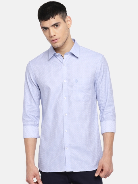 

U.S. Polo Assn. Denim Co. Men Blue Tailored Fit Self Design Casual Shirt