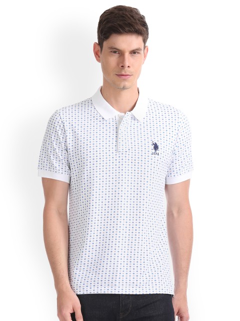 

U.S. Polo Assn. Denim Co. Men White Printed Polo Collar T-shirt