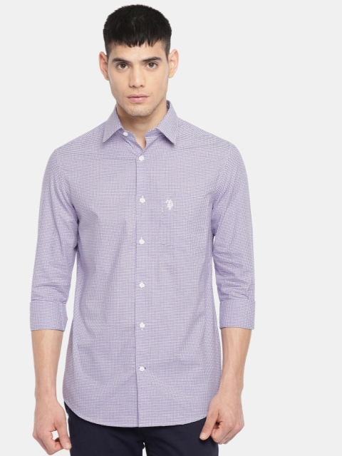 

U.S. Polo Assn. Denim Co. Men Purple & White Tailored Fit Checked Casual Shirt