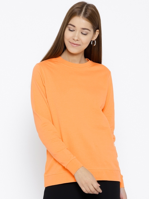

HERE&NOW Women Orange Solid Sweatshirt