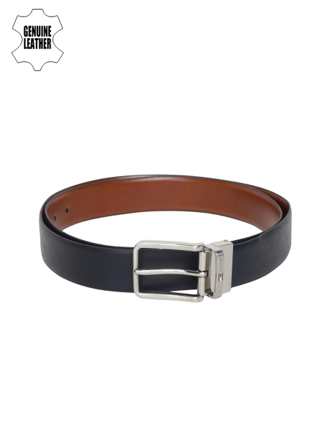 

Tommy Hilfiger Men Navy Blue & Tan Solid Reversible Leather Belt