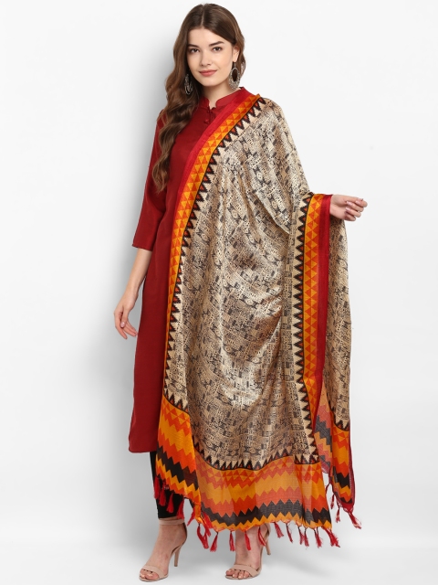 

Saree mall Cream-Coloured & Red Printed Dupatta