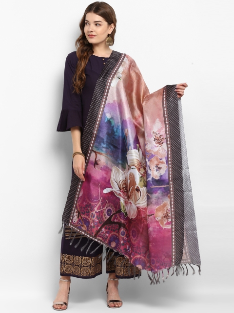 

Saree mall Purple & Black Printed Dupatta