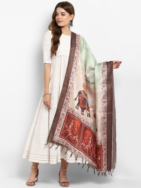 

Saree mall Cream-Coloured & Red Printed Dupatta