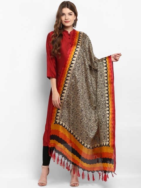 

Saree mall Cream-Coloured & Yellow Printed Dupatta