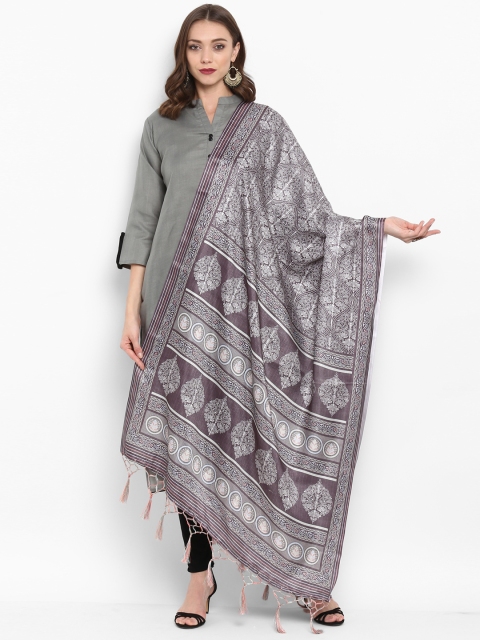 

Saree mall Grey Printed Dupatta