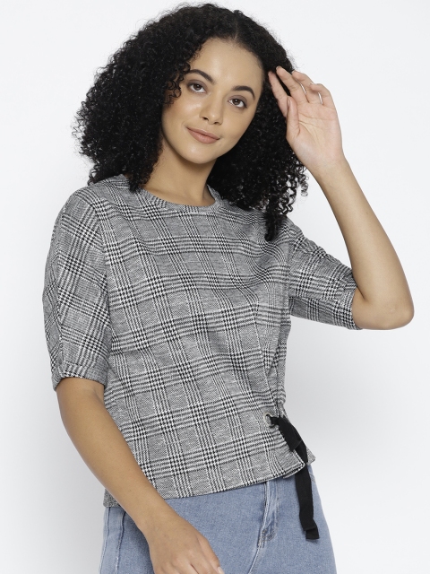 

Lee Cooper Women Black & White Checked Top