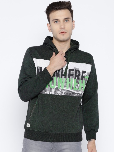 

Duke Stardust Men Green Printed Hooded Sweatshirt