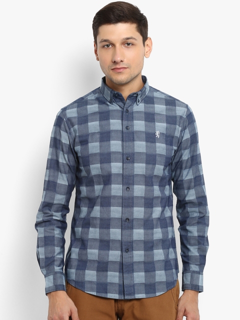 

Red Tape Men Blue & Grey Regular Fit Checked Casual Shirt