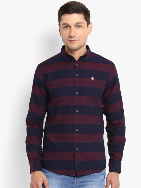 

Red Tape Men Maroon & Navy Blue Regular Fit Striped Casual Shirt