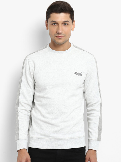 

Red Tape Men Off-White & Grey Solid Sweatshirt