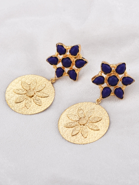 

Tistabene Gold-Plated & Blue Floral Drop Earrings